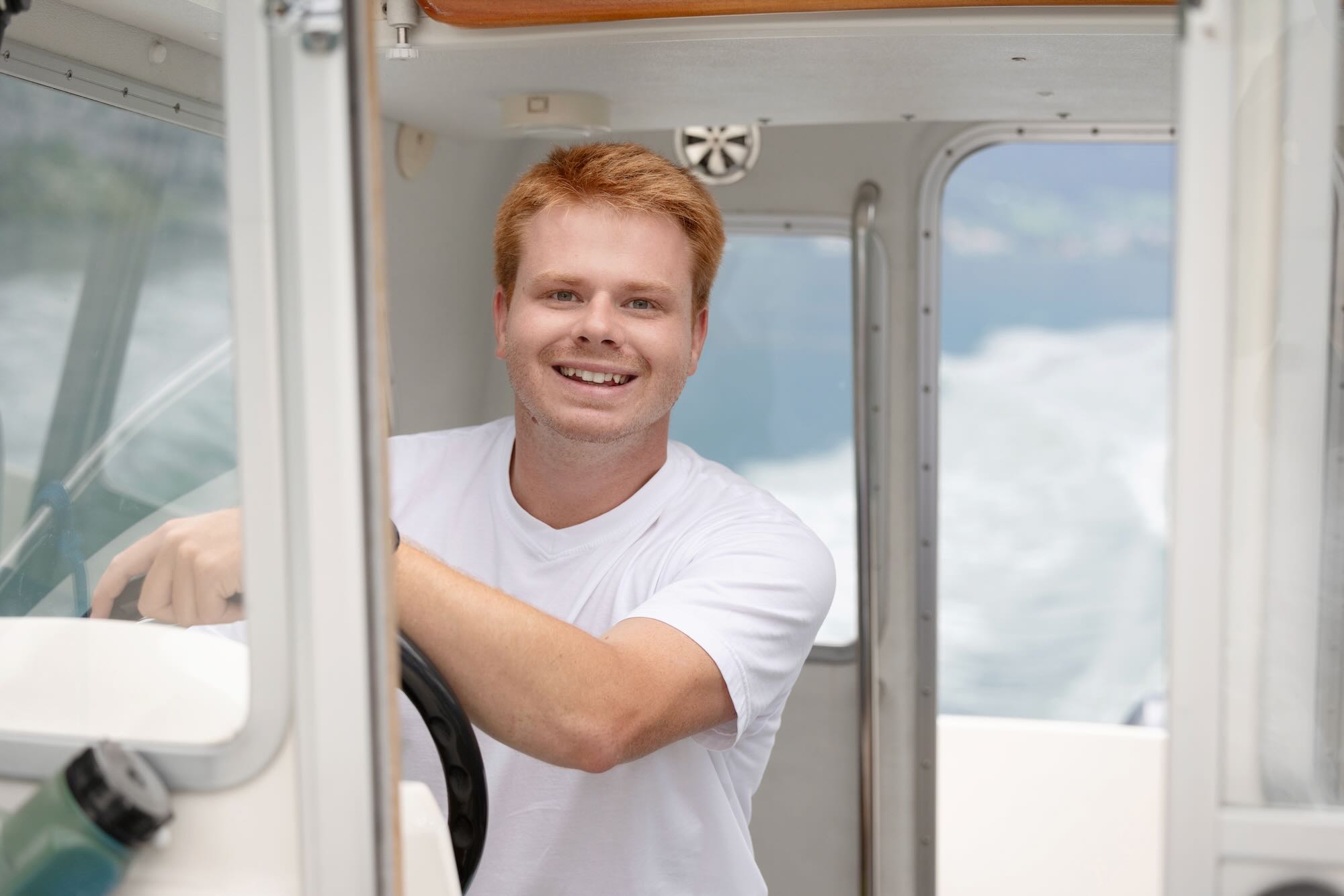 Marc Manhart auf dem Boot